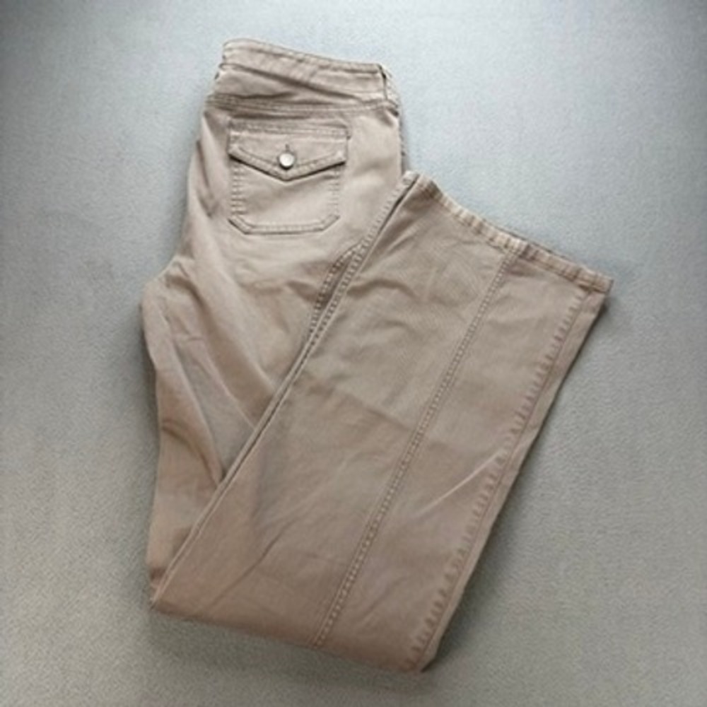 London Jean The Christie Fit Pants Bootcut Size 12 Tan Stretch Low Rise Y2K Work